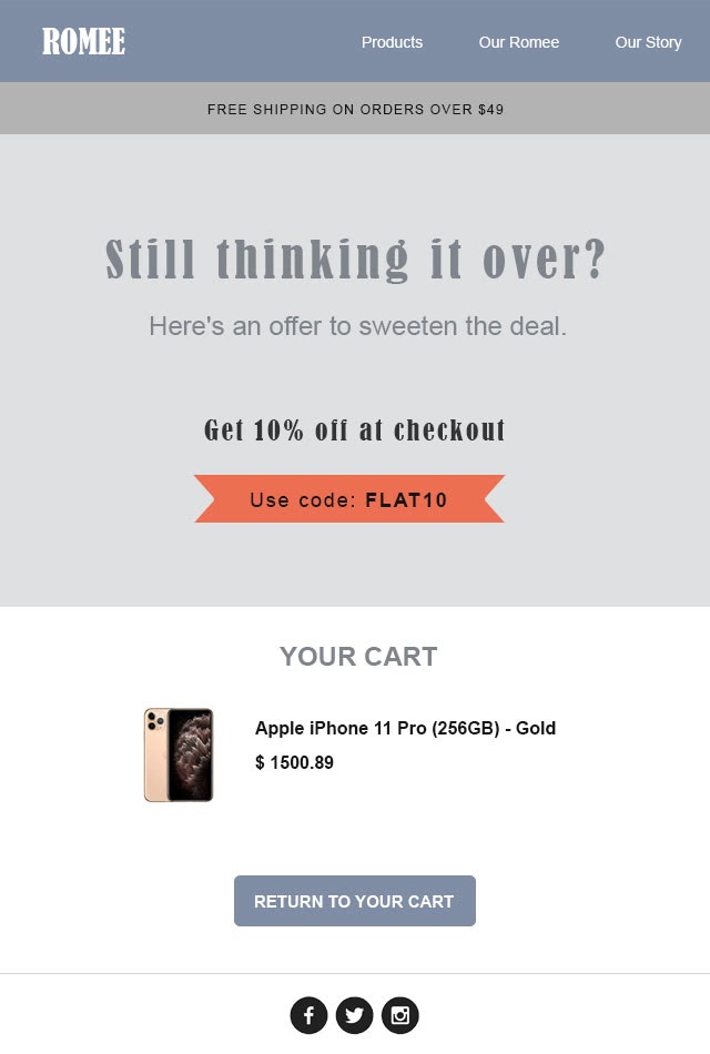 abandoned cart email discount