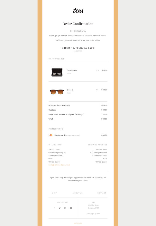 order confirmation email
