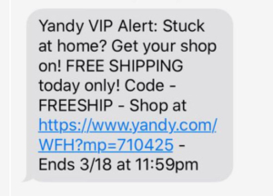 Yandy's SMS campaign as an example