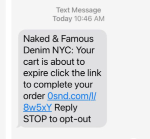 Naked & Famous SMS campaign as an example