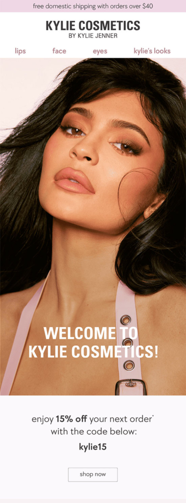 kylie's welcome email