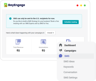 Dashboard BayEngage over SMSBump