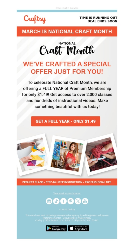 Arts & Crafts Email Template-Craftsy