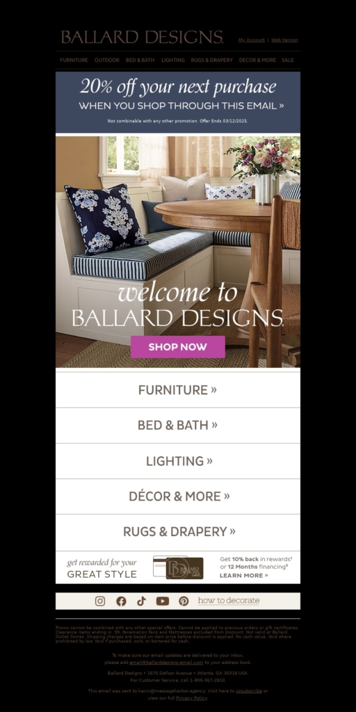 Home Decor Email Template-Ballard Designs