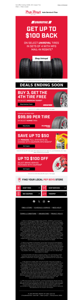 Automotive Brand Email Template-Pep Boys