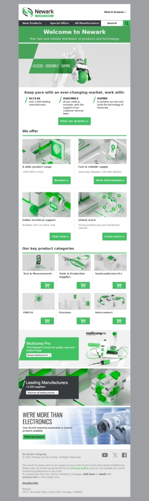Consumer Electronics Email Template-Newark