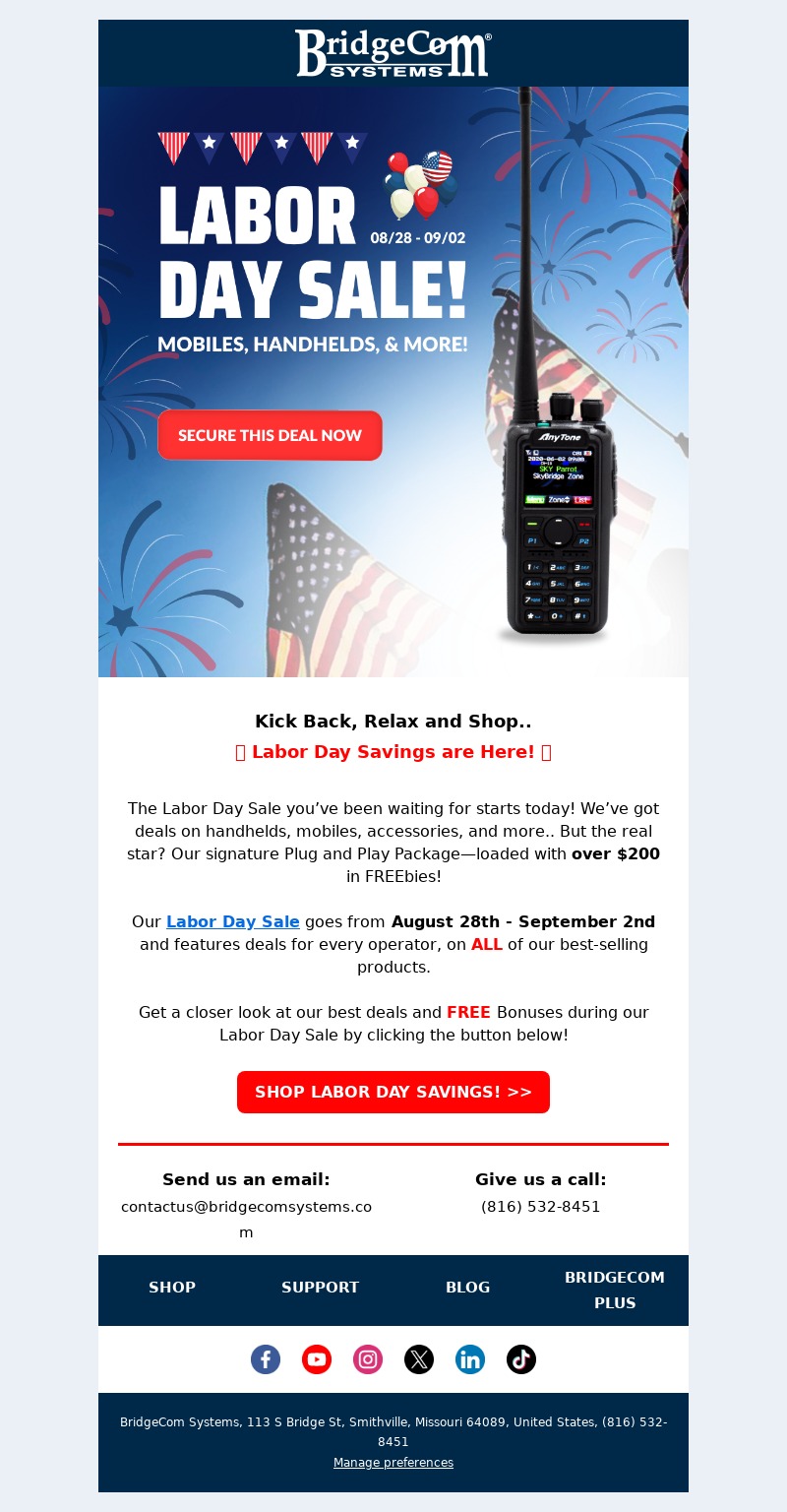 Bridgecom Systems-Labor Day Email Template