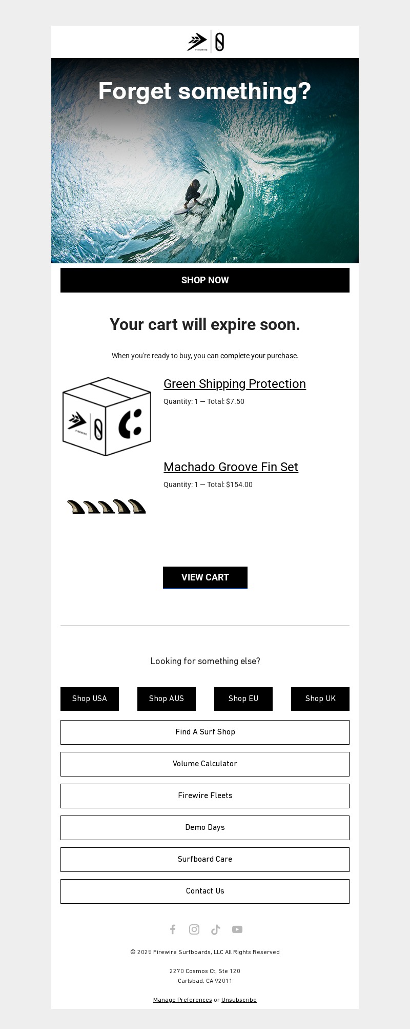 firewire-abandoned cart email examples