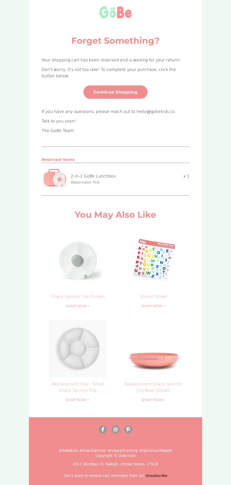 gobe-abandoned cart email examples