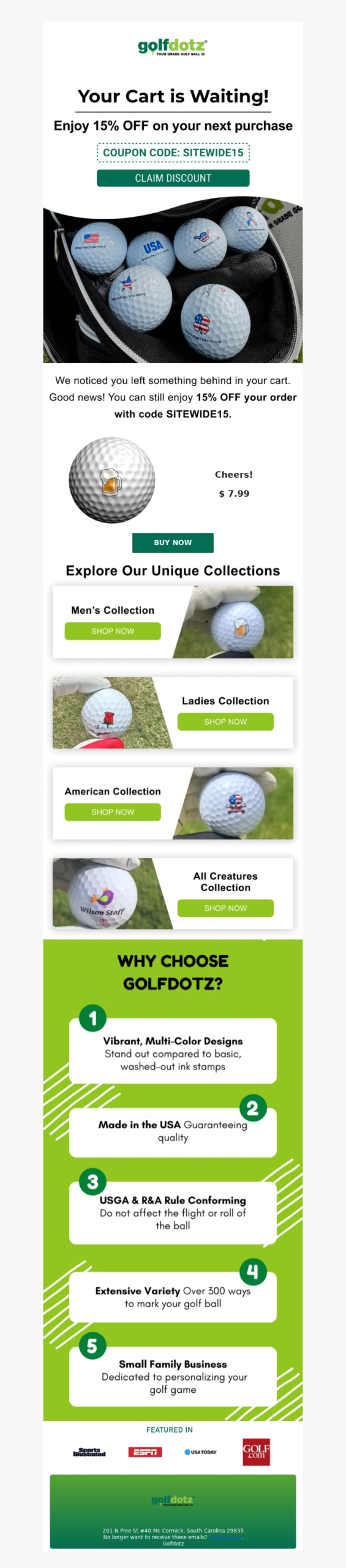 golf dotz-abandoned cart email examples