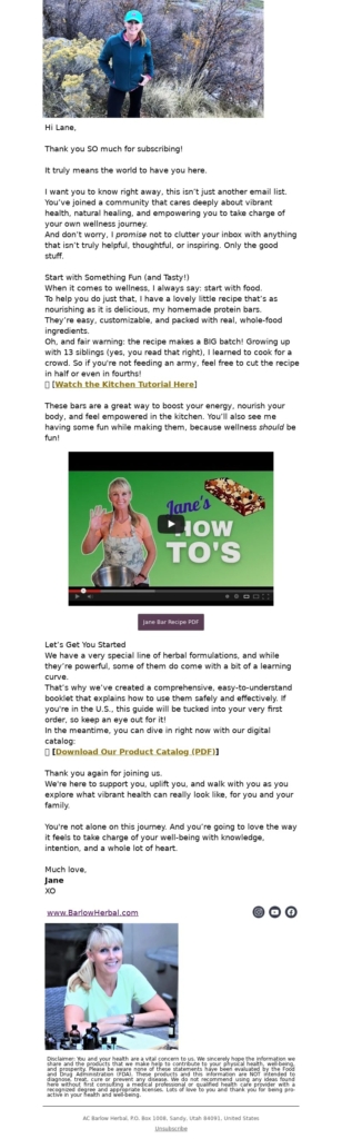 barlowherbal-welcome email template