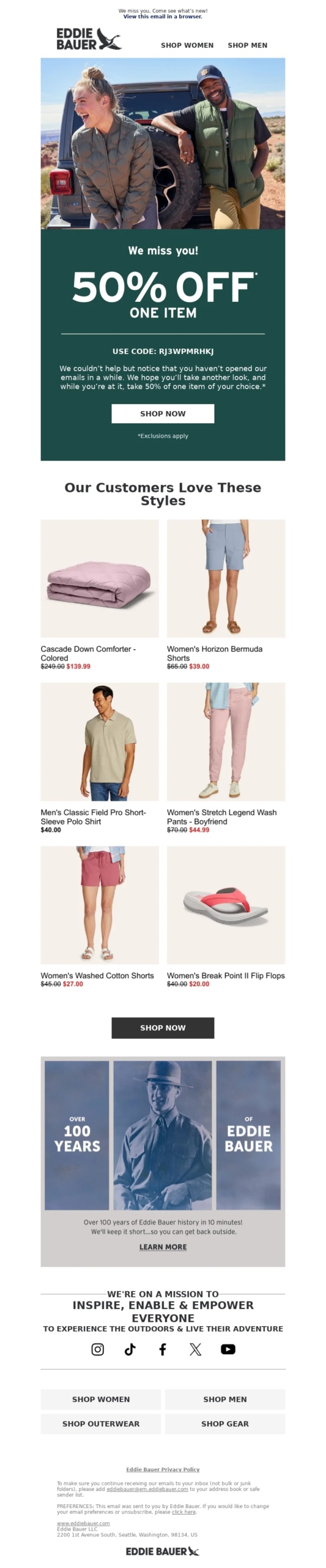 eddie bauer-winback email examples