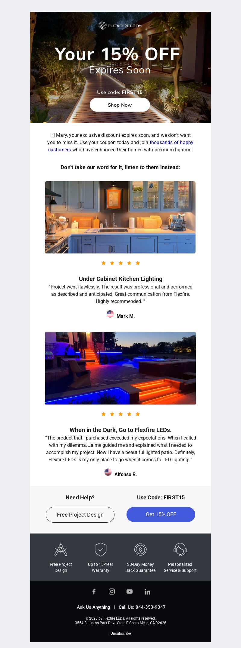 flexfire leds-winback email examples