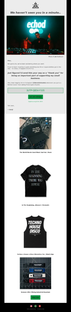ikendoit studio-winback email examples