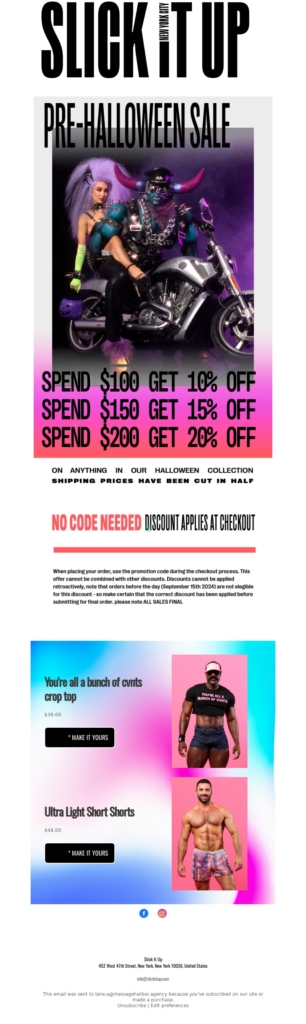 slick it up-halloween email template