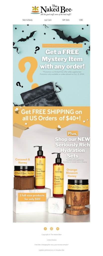 the naked bee-halloween email template
