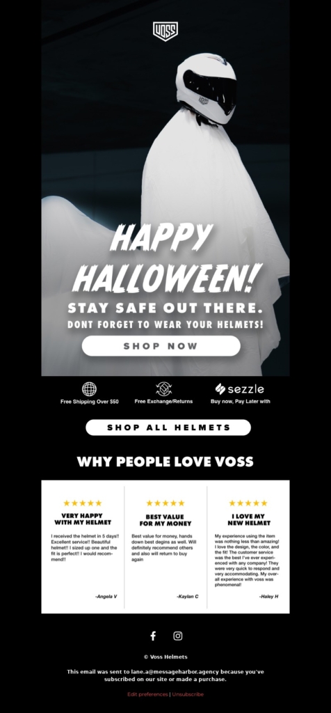 voss helmets-halloween email template