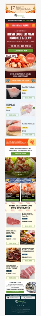 all fresh seafood 3 thanksgiving email template