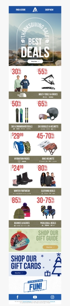 als sporting goods-thanksgiving email template