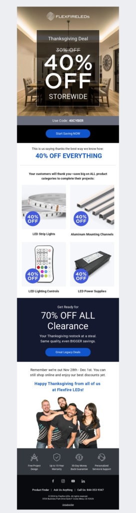 flexfire leds thanksgiving email template