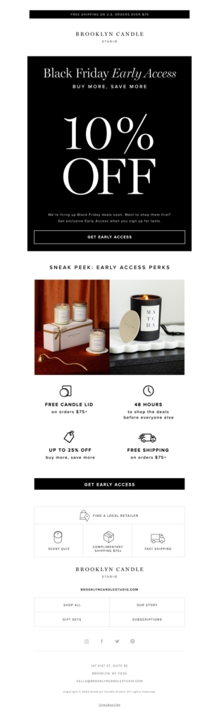 brooklyn candle studio black friday email template