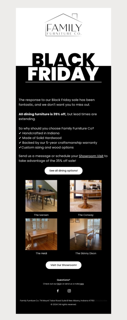 family furniture co black friday email template