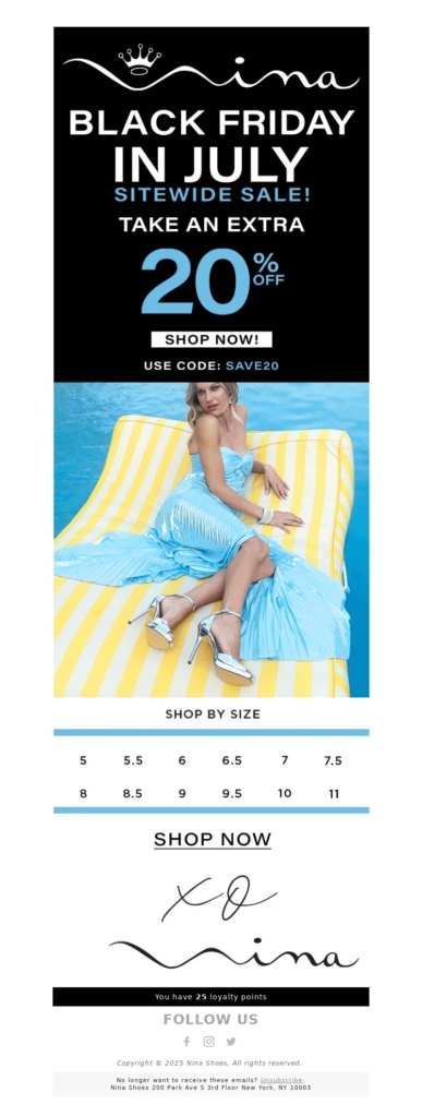 nina shoes black friday email template
