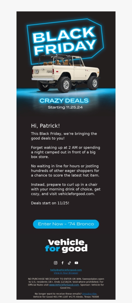vehicle for good black friday email template