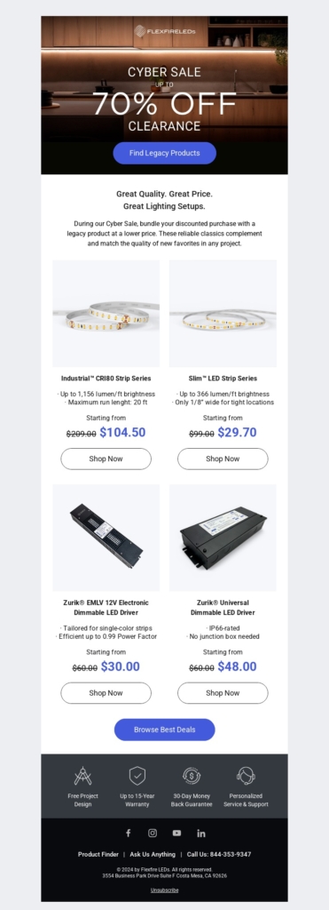 flexfire leds cyber monday email template