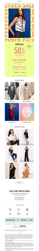 loft 4 cyber monday email template
