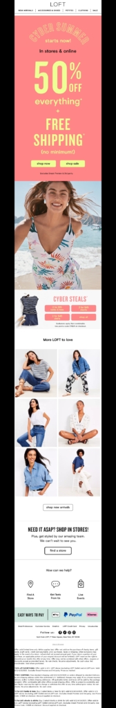 loft cyber monday email template