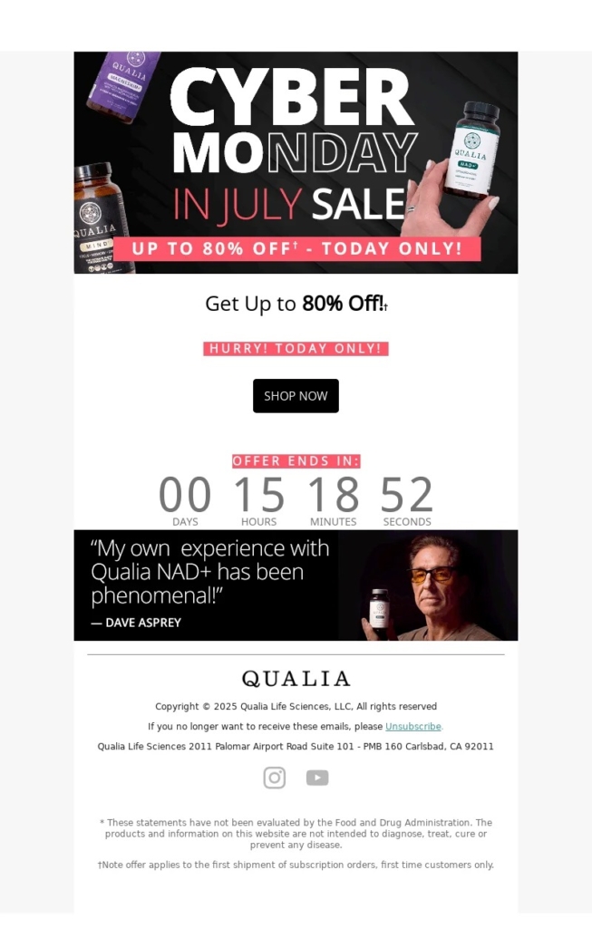 qualia cyber monday email template