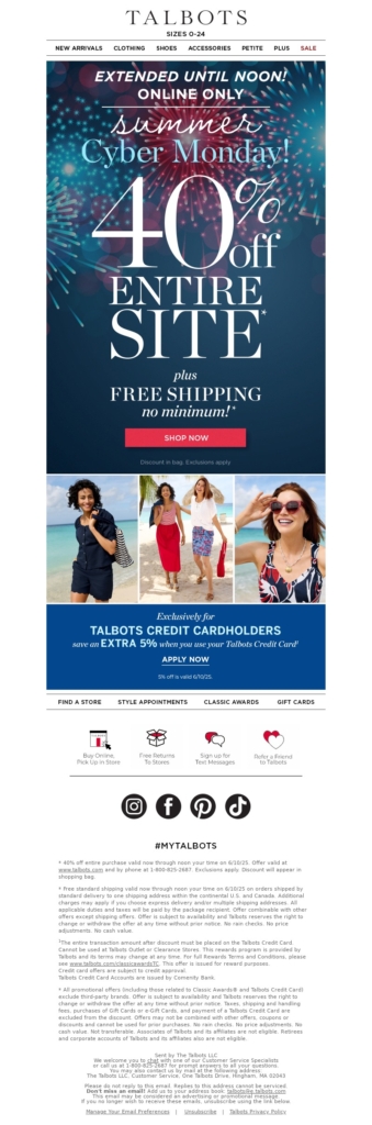 talbots 2 cyber monday email template