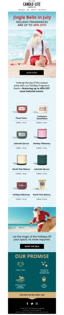 candle lite christmas email template
