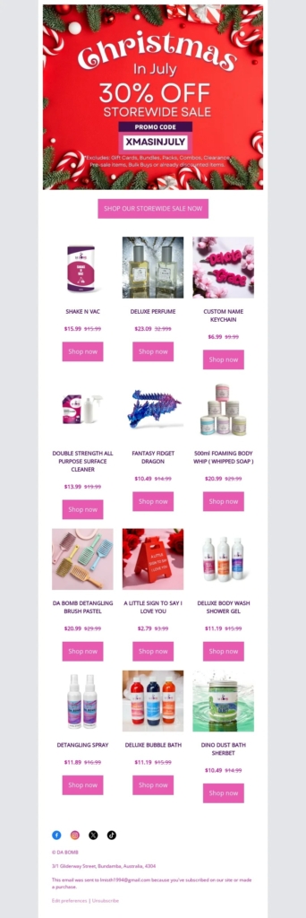 da bomb christmas email template