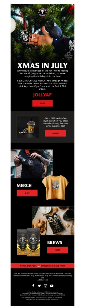 death wish coffee christmas email template