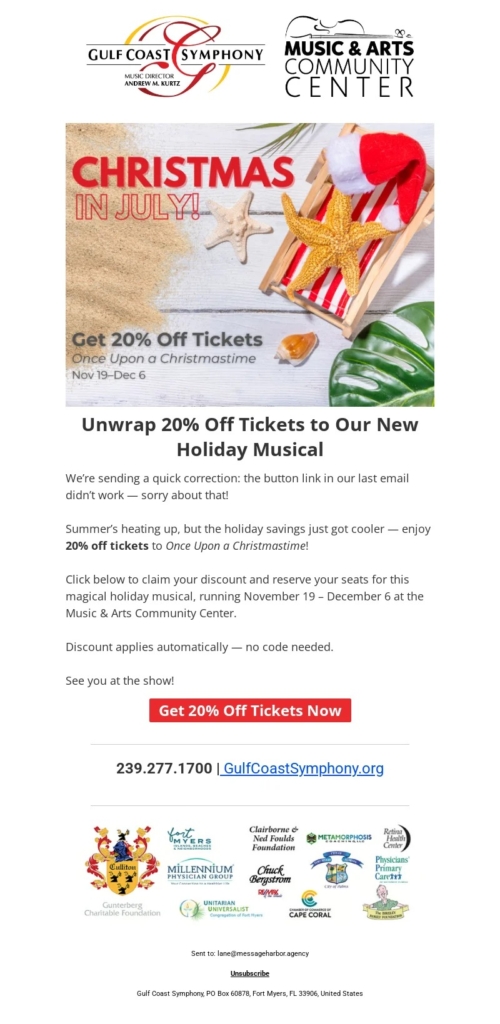 gulf coast symphony christmas email template
