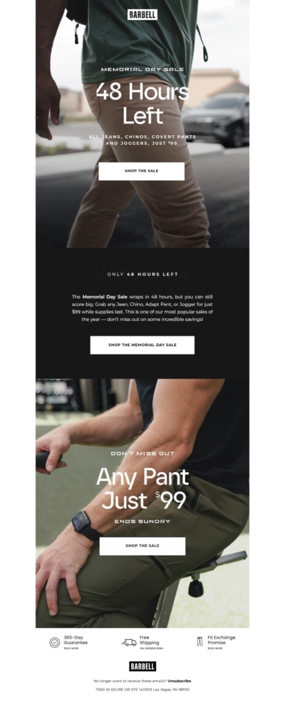 barbell-memorial day email template