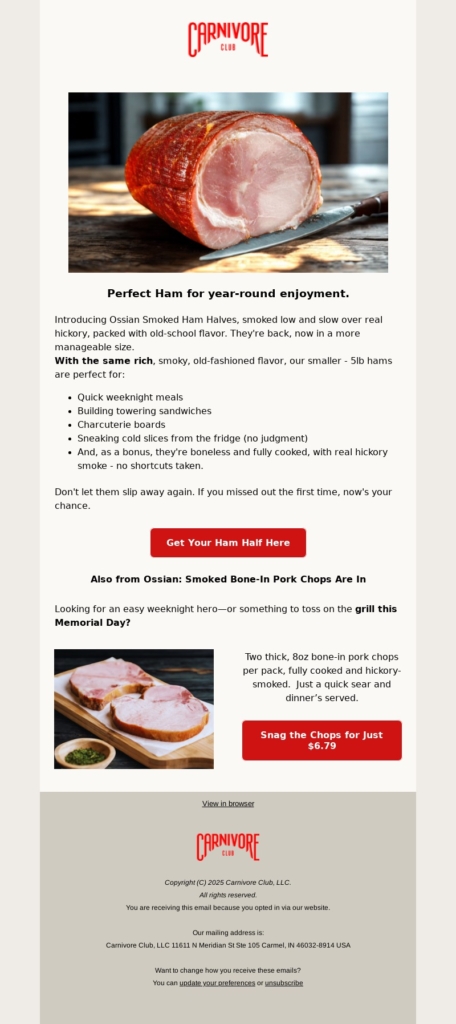 carnivore club-memorial day email template