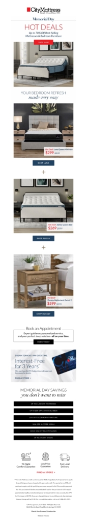 city mattress-memorial day email template