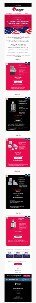 culinary depot-memorial day email template