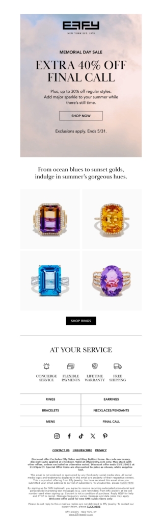effy jewelry-memorial day email template