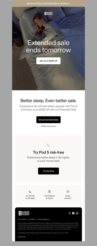 eight sleep-memorial day email template