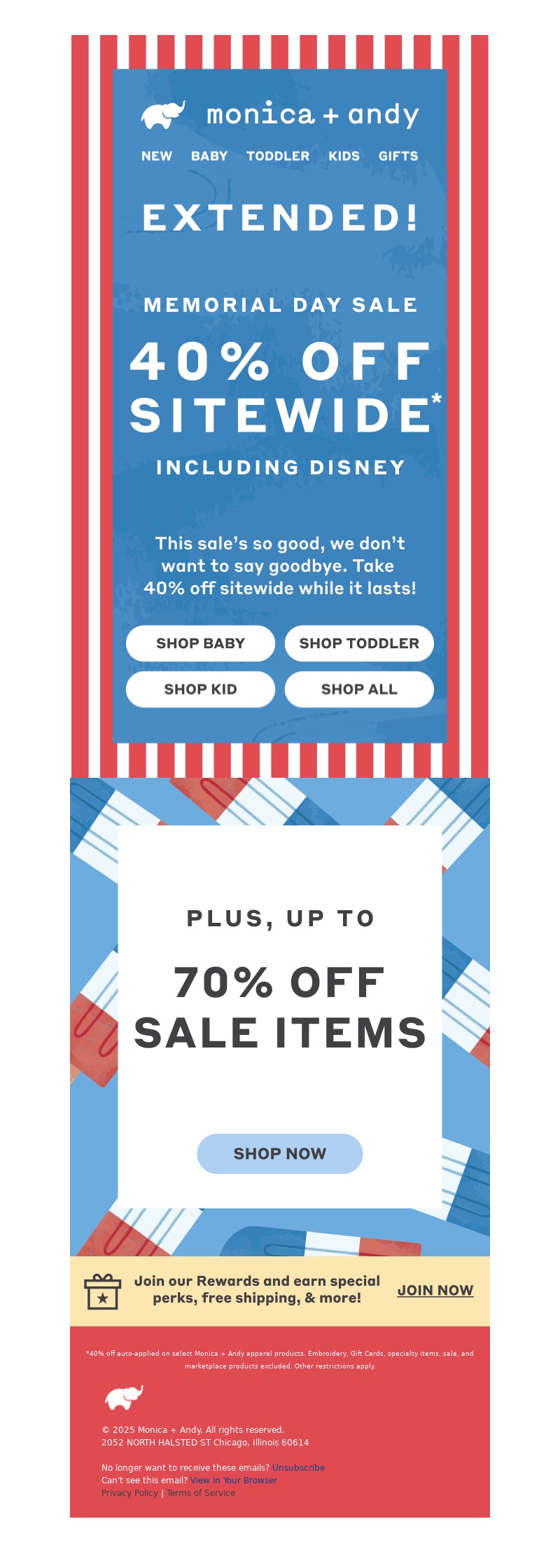 monica plus andy 3-memorial day email template