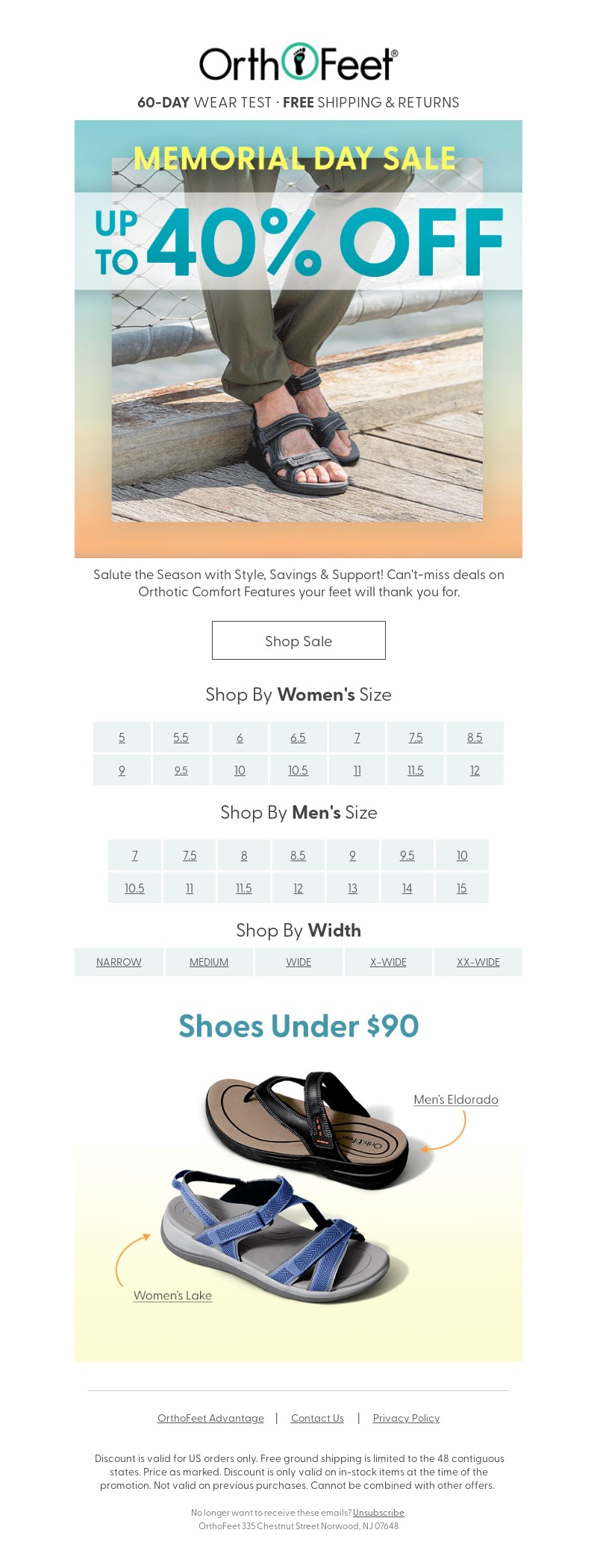 ortho feet-memorial day email template