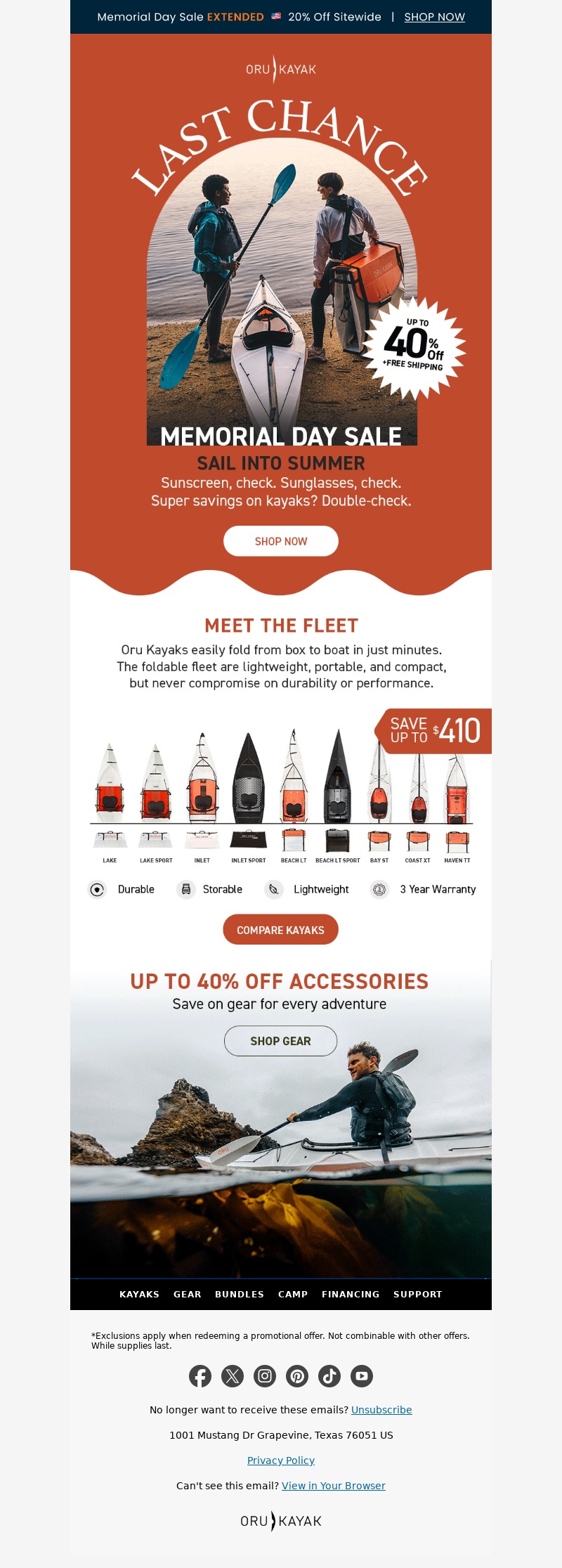 oru kayak-memorial day email template
