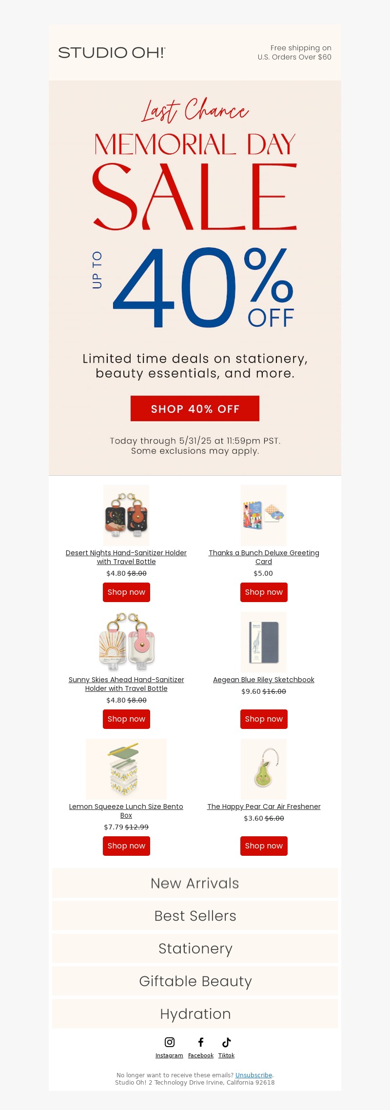 studio oh-memorial day email template