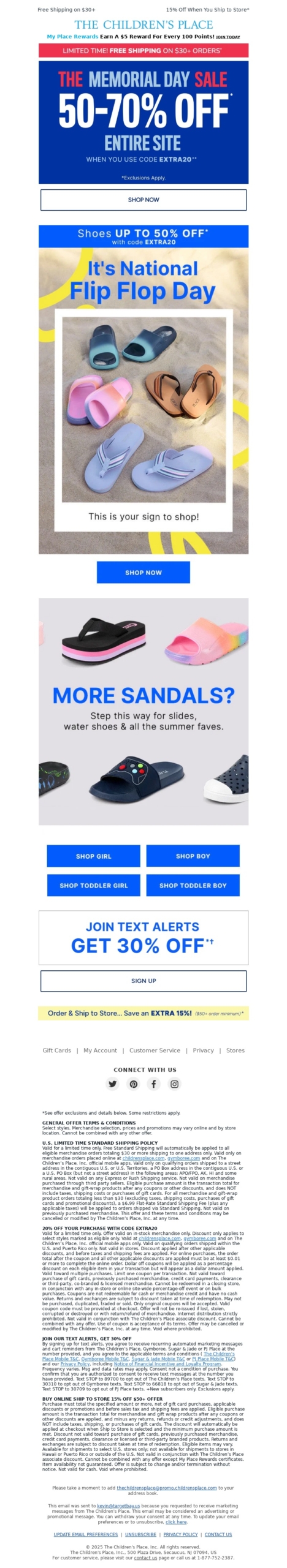 the childrens place-memorial day email template