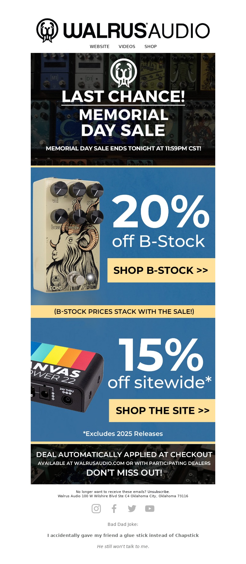 walrus audio-memorial day email template