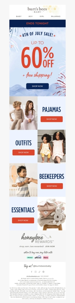 burts bees baby-4th of july email template